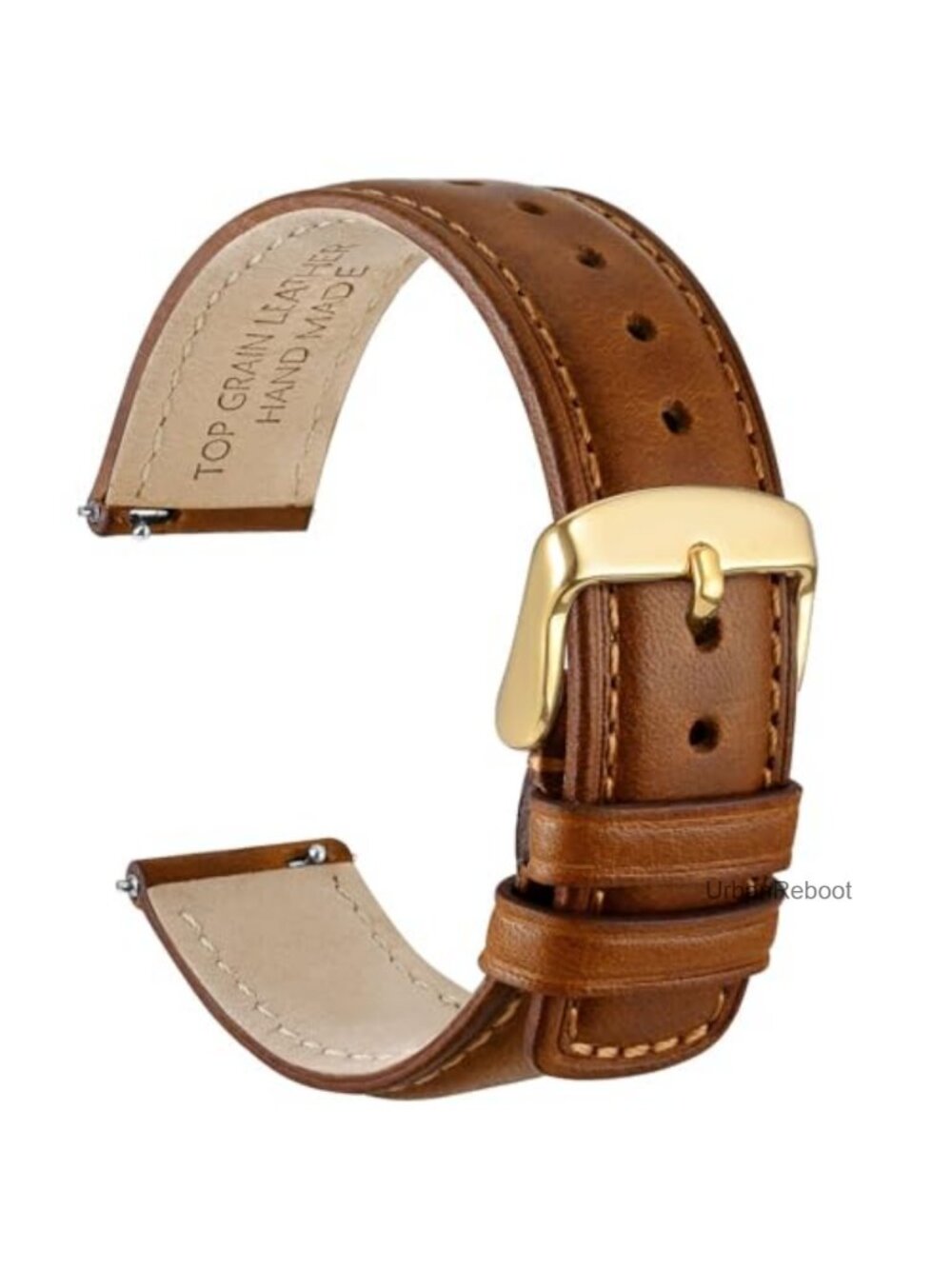 Distressed Genuine Leather Watch Band Quick Release Stainless Steel Buckle Strap
